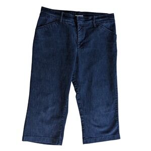 Lee Just Below The Waist Capri Pants Womens 16M Dark Indigo Stretch Denim Crops